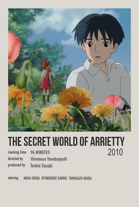 The Secret World of Arrietty 2010. Polaroid movie poster created by meloshtain. Studio Ghibli Wall Prints, Studio Gibhili Poster, Studio Ghibli Recommendations, Studio Ghibli Aesthetic Poster, Movie Posters Studio Ghibli, Studio Ghibli Minimalist Poster, Studio Ghibli Watch List, Ghibli Minimalist Poster, Studio Ghibli Poster Minimalist