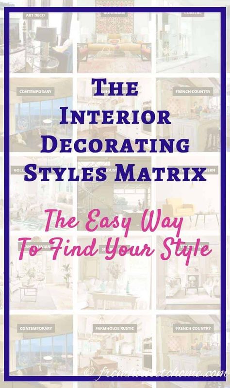 Trying to find your interior design style? Let the Interior Decorating Styles Matrix help you to choose the styles that match your decorating preferences. #fromhousetohome #decoratingstyles #decoratingideas Bright And Airy Bedroom, Find Your Interior Design Style, Decorating Styles Quiz, French Country Interior, Airy Bedroom, Interior Decorating Tips, Interior Decorating Styles, Traditional Interior Design, Decorating Styles