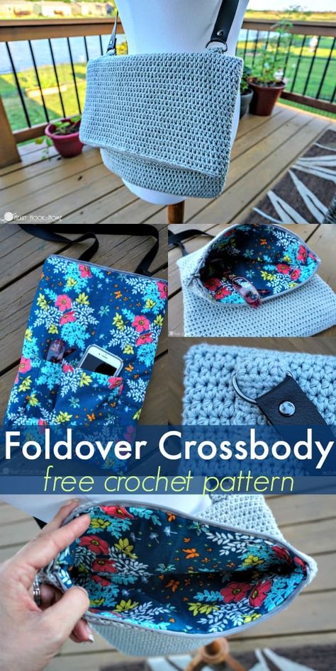 This has got to be the easiest crocheted bag ever. For this Foldover Crossbody bag we use simple half double crochet, then decide whether or not you want to add the lining, pocket, pouches and zipper. Amigurumi Patterns, Crochet Purse With Pockets, Crochet Crossbody Bags Free Patterns, Line Crochet Bag, Free Crochet Purse Patterns Easy, Crossbody Bag Crochet Pattern Free, Crochet Crossbody Purse Pattern Free, Crochet Bags Free Patterns Easy, Easy Crochet Crossbody Bag Pattern Free