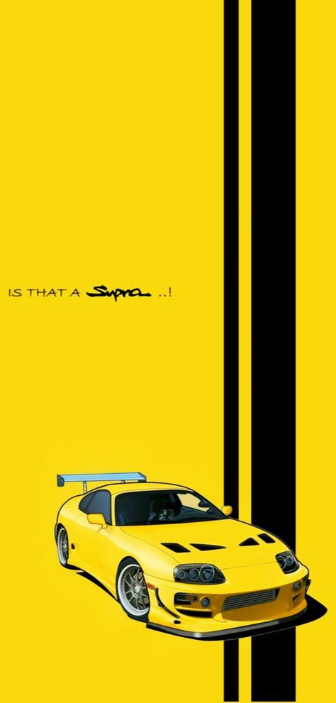 It is a yellow Supra. Supra Wallpaper Aesthetic, Supra Mk4 Wallpaper Hd, Supra Mk4 Wallpaper, Mk4 Wallpaper, Supra Wallpaper, Y2k Hello Kitty, Supra Mk4, Toyota Supra Mk4, Best Jdm Cars