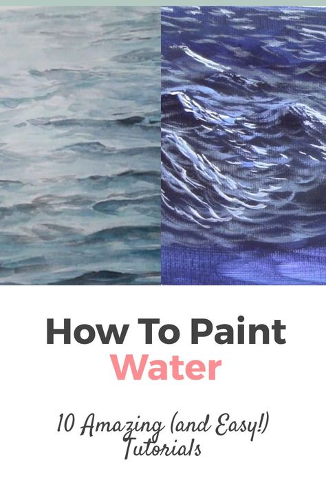 How to Paint Water the easy way, 10 great tutorials! Learn How to Paint a Rose Step by Step with the Best Online Video Tutorials with Acrylic, digital and many more techniques! They're very easy both for beginners, intermediate and advanced artists! Painting Ideas on Canvas with Acrylic Paint, oil, pencil, watercolors, and many more painting techniques! Water Painting Step By Step, Water Painting For Beginners Acrylic, Paint Water With Watercolor, Acrylic Painting Advanced, Intermediate Art Ideas, Painting Water In Watercolor, How To Paint Water With Oil Paint, How To Paint Water With Acrylic Easy, How To Paint Water Acrylic