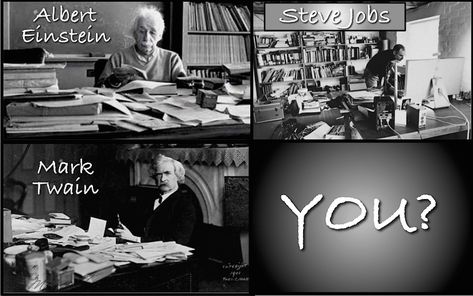 Cluttered desk is a sign of a cluttered mind, of what, then, is an empty desk a sign? Albert Einstein, Cluttered Desk, Cluttered Mind, 21 Quotes, Am Club, Messy Desk, 21st Quotes, Getting Rid Of Clutter, Coat Closet