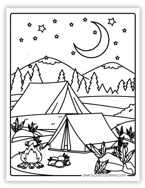 Free camping coloring pages are the perfect activity for homeschooling, classrooms, teachers, kids' activities, and educational activities. Coloring Party Ideas For Adults, National Park Preschool Activities, Camping Theme School Activities, Camping Crafts Kindergarten, Camping Art For Preschool, Camp Themed Activities For Kids, Prek Camping Activities, Camp Theme Activities For Kids, Welcome To Summer Camp Activities