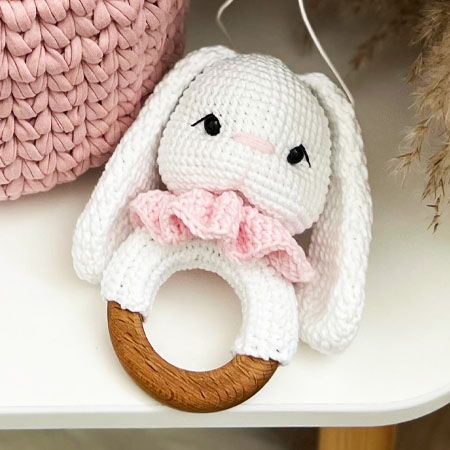 Crochet White Rattle Bunny Free PDF Amigurumi Pattern Amigurumi Patterns, Bunny Rattle Crochet, Crochet Baby Rattles Free Pattern Toys, Amigurumi Rattle Free Pattern, Crochet Rattle Free Pattern, Old Enough To Understand, Easy Amigurumi Crochet, Simple Amigurumi, Rabbit Rattle