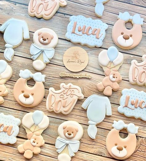 Cake Pops, Teddy Bear Baby Shower Cookies, Bear Sugar Cookies, Bear Baby Shower Cookies, Teddy Bear Baby Shower Centerpiece, Decorated Biscuits, Teddy Bear Cookies, Blue Teddy Bear, Shower Cookies