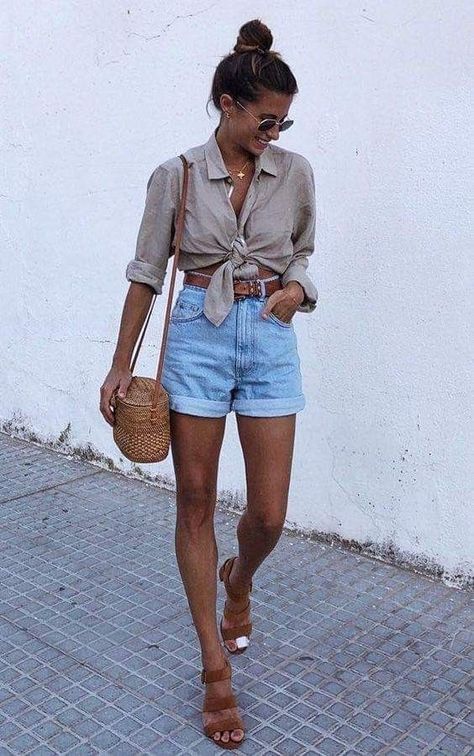 Look Short Jeans, Look Con Short, 여름 스타일, Ținută Casual, Best Outfits, Modieuze Outfits, Perfect Love, Love Style, Outfits Verano