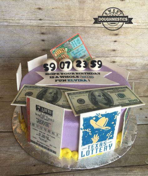 Texas Lottery Cake by Sweet Doughmestics Lottery Party Theme, Texas Lottery, Diy Home Office, Home Office Makeover, Stunning Nails, 75th Birthday, Theme Cake, Brown Hairstyles, Office Makeover