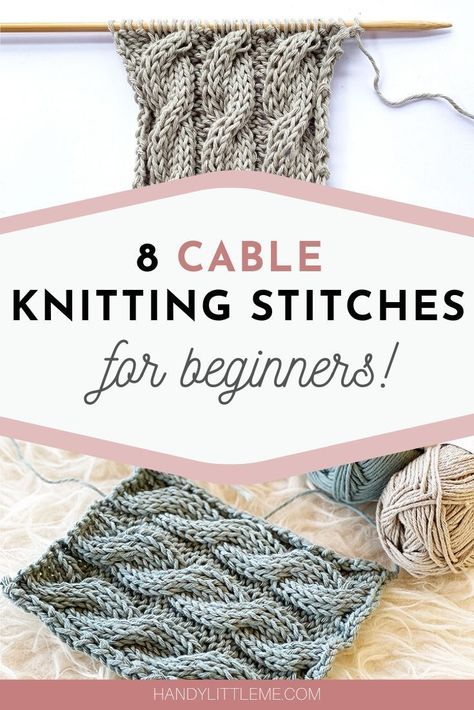 Cable knitting patterns - Knit up some cable swatches and develop your knitting skills.  Choose from basic designs to more complicated cable stitch patterns. #cableknit #cableknitting #knitting #knittingideas #knit Amigurumi Patterns, Knitting Stitches For Beginners, Cable Stitch Knit, Knitting Abbreviations, Cable Knitting Patterns, Beginner Knitting Patterns, Knitting Tips, Beginner Knitting Projects, Knitting Stiches