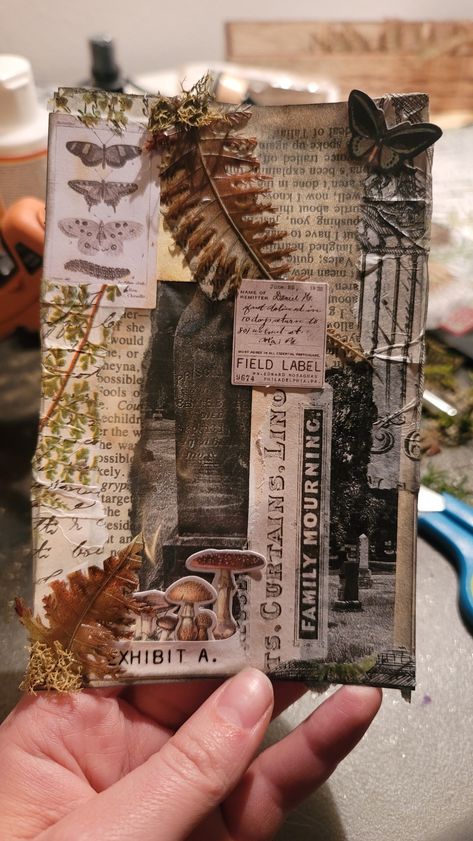 Kawaii, Grunge Journal Pages, Antique Junk Journal, Grungy Junk Journal Pages, Dark Junk Journal, Alt Scrapbook, Gothic Junk Journal Pages, Goth Scrapbook Ideas, Dark Academia Junk Journal