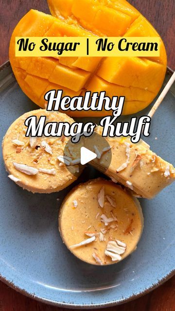 Mrs YumTum - Easy & Quick Recipes on Instagram: "Healthy Mango Kulfi 
(Makes 6)

Ingredients:
-Soaked nuts( 8-9 cashews, 7-8 almonds) 
-2tbsp tender coconut malai
-3-4 soaked dates
-1 medium sized whole mango(use a sweet mango preferably alphanso) 
-2tbsp roasted instant oats
-1/2tsp cardamom powder
-1/4 - 1/2 cup milk ( add few saffron strands and keep aside for sometime) 

-Blend and fill in any shape moulds you like & freeze for atleast 6-7h.

Enjoy guilt free!! 

#mrsyumtum #reels #reelsinstagram #reelvideo #kulfi #sweettooth #summervibes #summertime #dessert #dessertporn #healthydessert #healthyrecipes #healthyeating #guiltfree #mango #mangoes #nosugar #nosugaradded #kidfriendly #kidfriendlyfood #toddler #mithai" Mango Kulfi Recipe Easy, Healthy Mango Ice Cream, Mango Deserts Easy, Kulfi Recipe Condensed Milk, Mango Kulfi Recipe, Kulfi Ice Cream, Easy Quick Recipes, Mango Kulfi, Tender Coconut