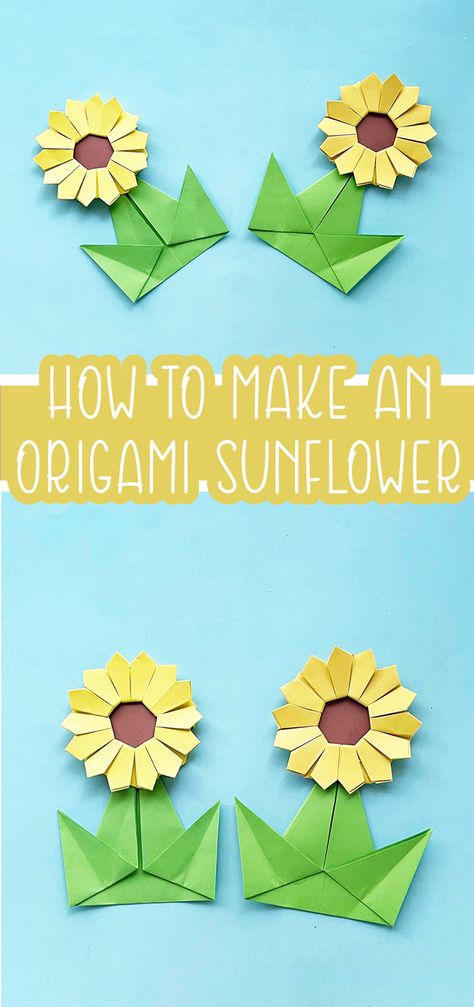 Simple Origami Sunflower Tutorial Sunflower Origami, Origami Sunflower, Sunflower Paper Craft, Sunflower Tutorial, Craft Ideas For Beginners, Paper Flowers How To Make, Flowers Paper Craft, Simple Origami, Diy Paper Flower