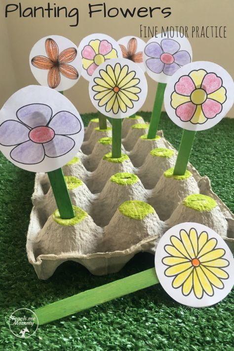 Planting Flowers Fine Motor Practice and more! (Free printable) #teach Flower Activities For Kids, Flower Activity, Spring Time Activities, Fine Motor Practice, Plant Activities, Preschool Garden, Maluchy Montessori, French Country Garden Decor, Aktiviti Kanak-kanak