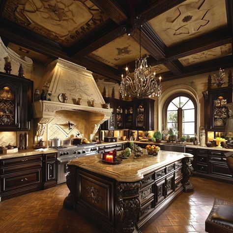 40 Old-World Kitchen Designs That Perfectly Blend History with Style Old Mansions Interior Kitchen, Luxury Italian Kitchen, Old Victorian Interior Design, Old World Kitchens Modern, Victorian Mansion Kitchen, Large Victorian Kitchen, Old European Kitchen, Old World Charm Decor, 1700s House Interior