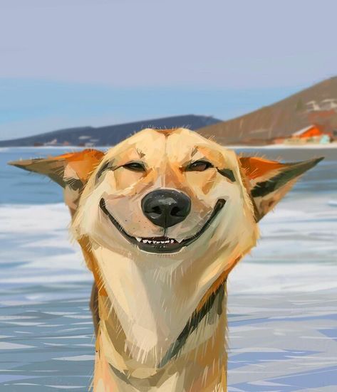 Have Fun With The Fabulous Portraits Of Albeniz Rodriguez, The Artist Who Shows The Happy Side Of Animals (41 Pics) Dog Caricature, Animal Caricature, Academic Art, Foto Tips, Dibujos Cute, Korean Artist, Drawing Skills, Dog Paintings, Caricatures