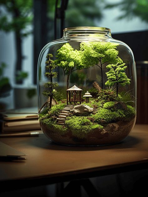 38 Fantastic Moss Terrarium Ideas You Can Have At Home Mini Zen Garden Terrarium, Terrarium Living Room, Terrarium Fairy Garden Ideas, Small Terrarium Ideas Miniature Gardens, Moss Garden Terrarium Glass Jars, Themed Terrarium Ideas, Terrarium Photography, Fairy Terrarium Ideas, Closed Terrarium Ideas