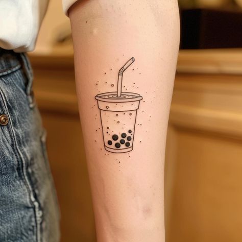 Embrace the simplicity of life with this minimalist bubble tea tattoo, a symbol of joy and comfort. Let its clean lines inspire you to find happiness in the little things. Save & follow for more unique ink inspirations. 🍵✨ #MinimalistTattoo #BubbleTeaInk #InkInspiration #TattooArt #ContemporaryTattoos #JoyfulSymbols #AIimage Boba Tea Tattoo, Bubble Tea Tattoo, Boba Tattoo, Small Colorful Tattoos, Tea Tattoo, Tattoo On Arm, Mother Days, Colorful Tattoos, Find Happiness