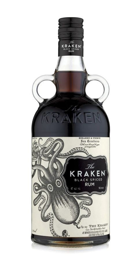 The Kraken Rum Bottle | Communication Arts Liquor List, Kraken Rum, Rum Bottle, Caribbean Rum, Alcohol Packaging, The Kraken, Halloween Bottles, Alcohol Bottles, Spiced Rum
