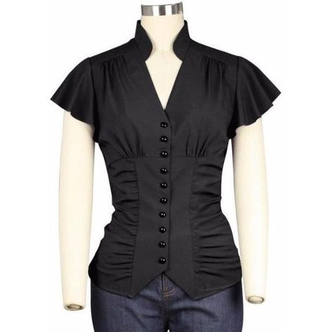 Corporate Elegance Blouse High Collar Blouse, Kristen Ashley, Steampunk Gothic, Black Lace Blouse, Gothic Victorian, Victorian Steampunk, Plus Size Clothes, Capped Sleeves, Crop Top Shirts