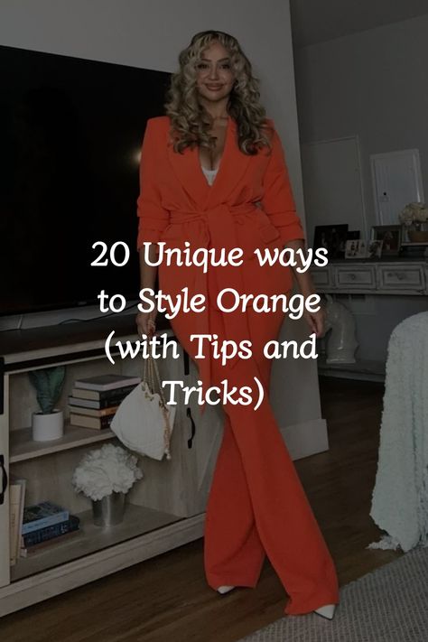 Explore simple and cute orange outfit ideas to add a pop of vibrant color to your wardrobe and elevate your aesthetic with these stylish looks. Orange Outfit Monochrome, Orange Dress Winter Outfit, Tan And Orange Outfit, How To Wear Orange, Orange Top Outfit Aesthetic, Orange Top Outfit Fall, Colors That Go With Orange Clothes, Orange Skirt Outfit Ideas, Orange Top Outfit Ideas