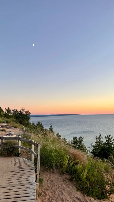 Cool Beach Aesthetic, Beach Spring Aesthetic, Cottage Beach Aesthetic, Lake Charlevoix Michigan, Lake Michigan Sunset, Michigan Lake Aesthetic, Lake Michigan Beach House, Michigan Beach Aesthetic, Michigan Aesthetic Summer