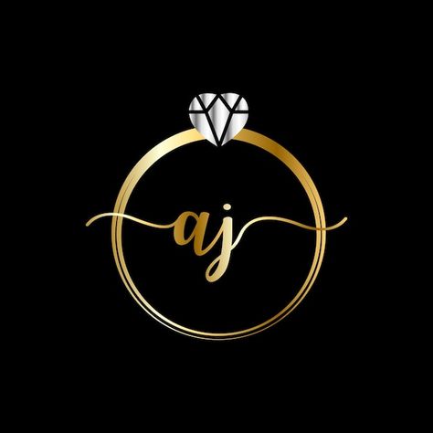 Aj monograms wedding circle handwriting ... | Premium Vector #Freepik #vector #art-logo #creative-logo #simple-logo #logo Aj Logo Design, Aj Logo, Ring Logo, Iphone Wallpaper Lights, Wedding Logo Design, Handwriting Jewelry, Simple Logo Design, Jewelry Logo, Art Calligraphy