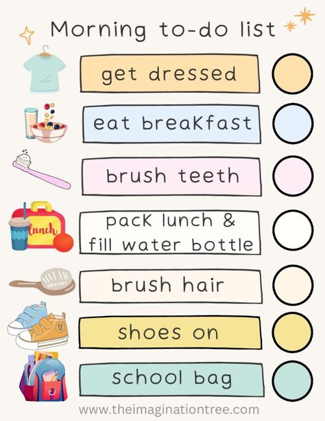 Organisation, Kids Morning Checklist, Morning Routine With Kids, Toddler Morning Routine, Morning Routine Printable, Before School Routine, Morning Routine Chart, Morning Routine Kids, Morning School