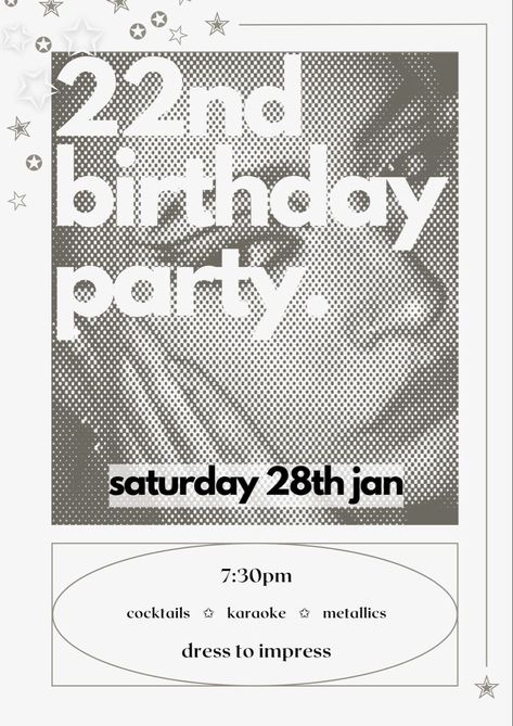 Invitation Card Design Photoshop, Party Invite Graphic Design, 19th Birthday Invitations, 22 Birthday Card Ideas, Invitation Poster Ideas, Party Invitation Design Templates, Kpop Birthday Invitation, 18th Birthday Invitation Card Ideas, Bday Poster Ideas