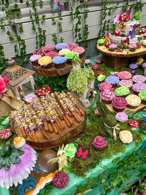 Fairy Birthday 1st, Fairy Birthday Party Ideas Indoor, Fairy Themed Tea Party, Fairy Party Dessert Table, Fairy Theme Graduation Party, 1 Year Fairy Birthday, Enchanted Forest 2nd Birthday, Fairy 21st Birthday Party, Enchanted Forest Theme First Birthday