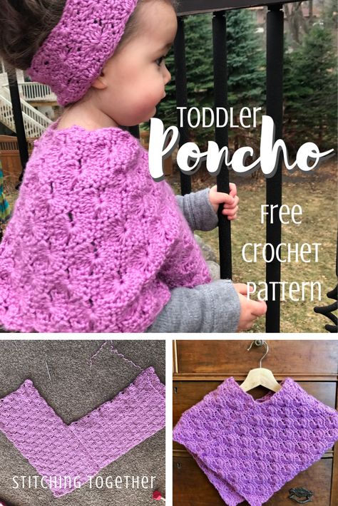 Look at this absolutely adorable crochet toddler poncho! Check out the free pattern and see that you can make these ponchos for the little girls in your life. #crochetpattern #toddlercrochet Crochet Toddler Poncho, Girls Poncho Crochet Pattern, Cape Au Crochet, Kids Poncho Pattern, Toddler Poncho, Crochet Baby Poncho, Crochet Baby Blanket Beginner, Girls Poncho, Baby Poncho