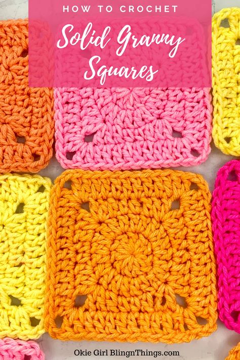 Amigurumi Patterns, 4 Round Granny Square, Crochet Circle In A Square Free Pattern, Free Crochet Square Patterns, Granny Square Crochet Pattern Easy, Solid Granny Square Pattern, Granny Squares Crochet, Granny Square Pattern Free, Solid Granny Square