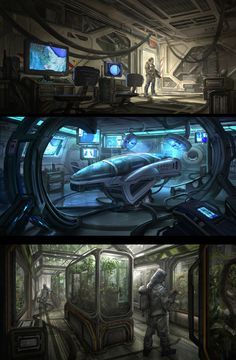 Sci-Fi Interiors by Science Fiction Art, Sci Fi Space Station, Science Fiction Kunst, Concept Art Landscape, Scifi Interior, Art Environment, Spaceship Interior, Sci Fi Environment, Ideas Art