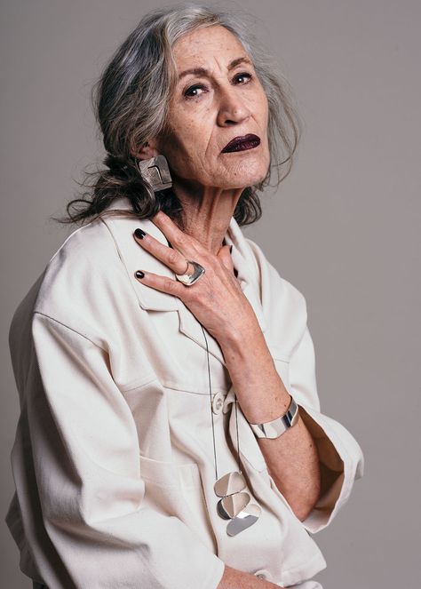 This Is Living: WAIF + SELFI · Miss Moss Ponchos, Short Grey Haircuts, Miss Moss, Stylish Older Women, Fabric Photography, Short Grey Hair, Middle Aged Women, Ageless Style, Advanced Style