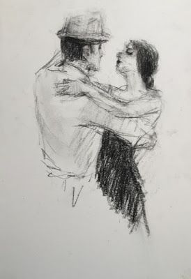 Sketchbook Drawing of a Couple Dancing - original charcoal figurative sketch Two People Drawing, Drawing Of Two People, Art Studio Drawing, Streets Drawing, Drawings About Love, Dancing Couple Drawing, Sketchbook Draws, Happiness Drawing, Drawing Of People