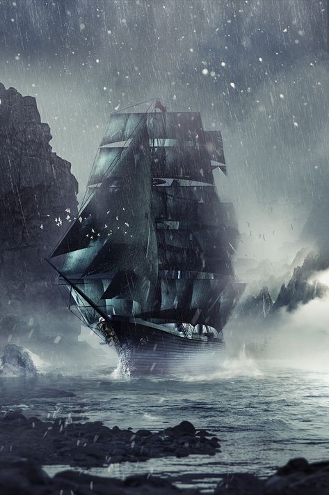 Pirate ship in fog, ikaruna on ArtStation at https://www.artstation.com/artwork/5BE13E Sea Of Thieves Wallpaper, Ice Pirates, Pirate Ship Art, Collage Project, Sea Of Thieves, Fantasy Book, Pirate Ship, Manga Characters, Character Designs