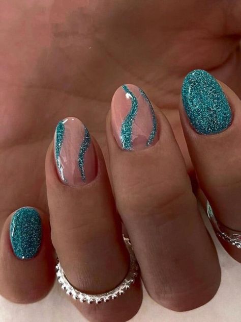 Flash Nails Design, Flash Gel Nail, Universal Nails, Teal Nail Designs, January Nail Designs, Acryl Nails, Teal Nails, January Nails, Summery Nails