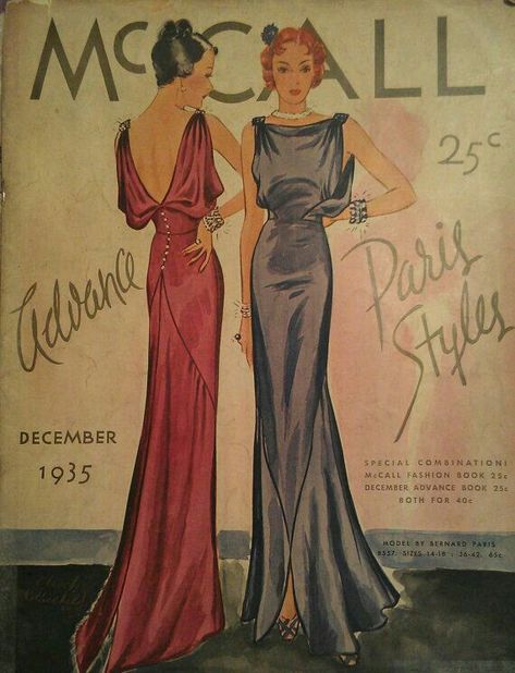 Bateau Neckline Pattern, Early Hollywood Fashion, 1930s Fashion Plates Evening Dresses, 1930s Sewing Patterns, 1940s Gown, Istoria Modei, Vintage Cartoons, Patron Vintage, 1930s Style