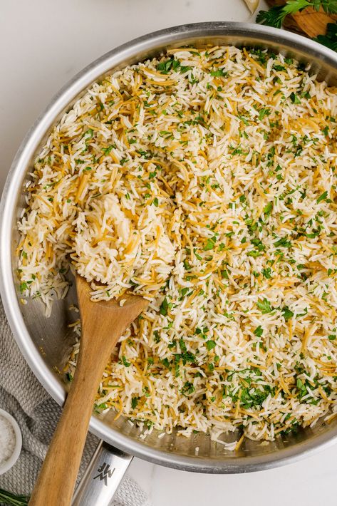 Greek Rice Pilaf, Fried Egg Rice, Basmati Rice Pilaf, Easy Rice Pilaf, Chickpea Rice, Herbed Rice, Greek Rice, Protein Options, Egg Rice