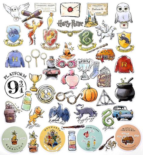 Harry Potter Watercolor, Stickers Harry Potter, Harry Potter Wallpaper Backgrounds, Harry Potter Decal, Harry Potter Planner, The Hogwarts Express, Harry Potter Symbols, Harry Otter, Harry Potter Stickers
