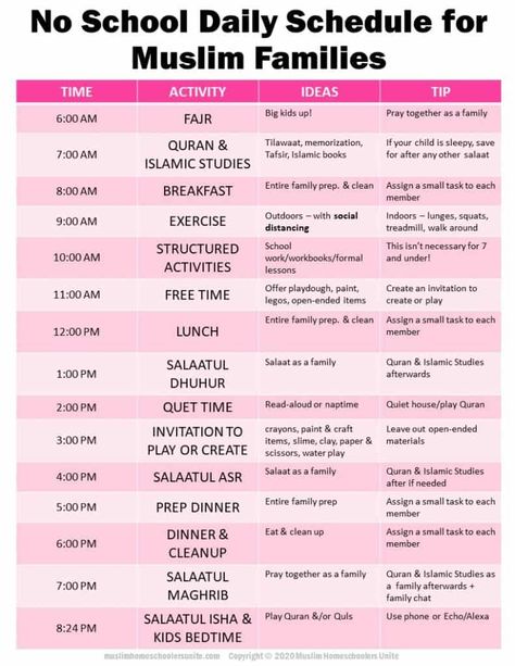 Islamic Daily Routine Schedule, Daily Routine Schedule Muslim, Muslim Daily Routine, Muslimah Routine, Muslim Routine, Islamic Montessori, Islamic Routine, Study Islam, Islamic Homeschooling