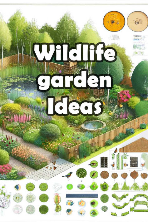 Transform your garden into an urban jungle with these 32 stunning wildlife garden ideas. Create a vibrant habitat for birds, bees, and other wildlife to thrive. From butterfly-friendly plants to birdhouses and bat boxes! Get inspired and embrace biodiversity with these easy-to-implement ideas that will not only beautify your garden but also contribute to the preservation of the environment. Start your journey towards a more eco-friendly and sustainable lifestyle today! Nature, Small Wildlife Garden, Bird Garden Ideas, Garden For Birds, Wildlife Garden Ideas, Biodiversity Garden, Wildlife Garden Design, Bat Boxes, Garden Ideas Uk