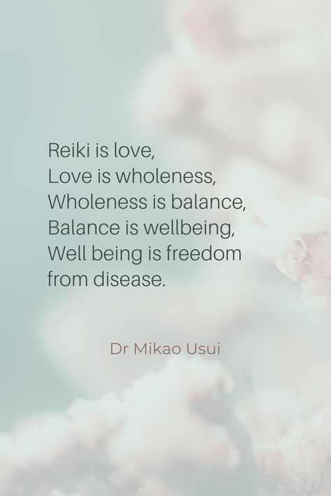 Reiki is love, Love is wholeness, Wholeness is balance, Balance is wellbeing, Well being is freedom from disease. -Dr Mikao Usui Reiki philosophy by Dr. Usui - Reiki quotes - Reiki spiritual thoughts - Spiritual quote - Inspirational quote - Motivational quote - Spiritual thought Reiki Healing Quotes Spiritual, Reiki Quotes Healing, Reiki Sayings, Reiki Healing Quotes, Emotional Wheel, Reiki Room Ideas, Quote Spiritual, Reiki Quotes, Reiki Principles