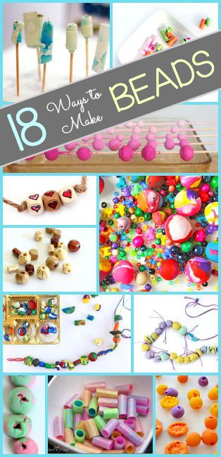 Crafts for Kids: 18 Ways to Make Homemade Beads- including straw beads, clay beads, fabric beads, and more! DIY beads children can use to make their own jewelry! Upcycling, Make Beads, Beads Fabric, Beads Clay, Clay Crafts For Kids, Beading For Kids, Diy Bricolage, Jewerly Making, Fabric Beads