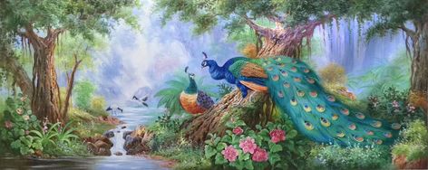 ID=K118; size:70x180cm(30"x72"inch); 100% hand-made oil painting,decoration,murals,Art,Home Decor,Wall Decor,Abstract,Simple,modern,canvas; #OilPaintingPeacock Painting Decoration, Peacock Wall Art, Chinese Art Painting, Wall Decor Abstract, Peacock Painting, Peacock Art, Arabic Art, Oil Painting Flowers, 3d Wall Art