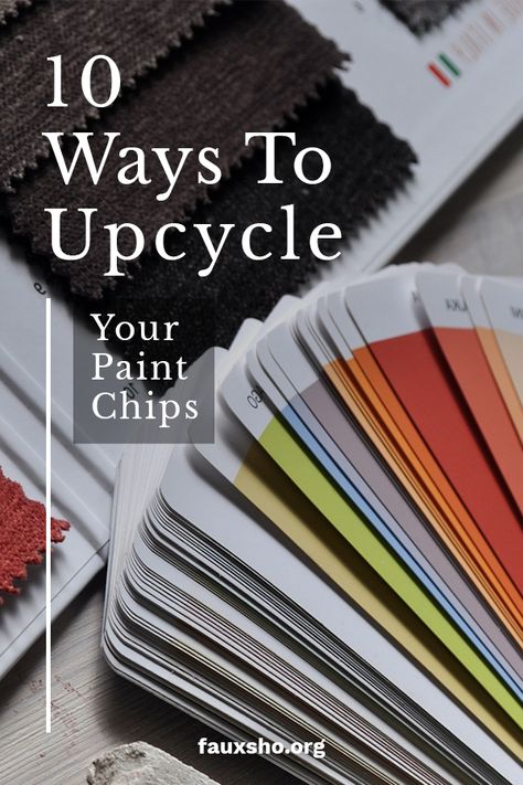 Paint chips! We all have them lying around somewhere. That's because they are so handy when selecting colors. But, once you have decided on a color, what do you do with them? Well, we can answer that with 10 ways to upcycle your paint chips. You will be pleasantly surprised with these ideas. For more info, keep reading!#upcycle #paintchips Upcycling, What To Do With Paint Sample Cards, Paint Chips Diy, Paint Samples Crafts, Paint Chip Cards, Paint Sample Cards, Paint Chip Crafts, Paint Chip Art, Chip Art