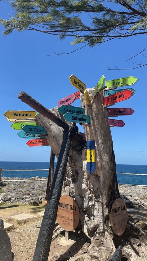 a direction post in barbados pointing to different countries Santo Domingo, Barbados Aesthetic, World Tour Aesthetic, Latina America, Aesthetic Driving, Road Trip Aesthetic, Travelling Aesthetic, Island Gyal, Carribean Islands
