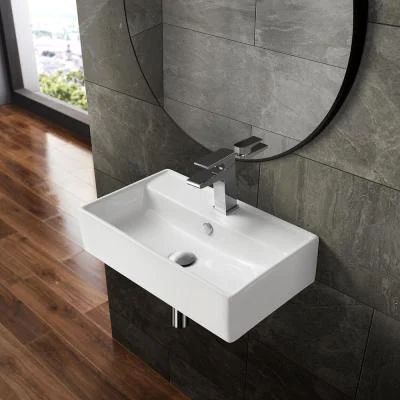 Claire Ceramic Wall Hung Sink in White Wall Sink, Wall Hung Sink, Wall Mount Sinks, Floating Sink, Bathroom Sink Tops, Wall Mounted Bathroom Sinks, Rectangular Sink Bathroom, Small Bathroom Sinks, Wall Mount Sink
