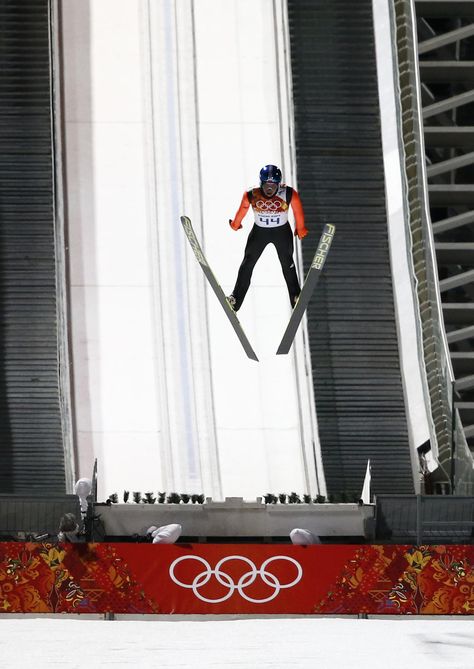 DAY 8:  Maciej Kot of Poland competes during the Ski Jump Men's Large Hill Individual Qualification http://sports.yahoo.com/olympics Sports, Skiing, Ski Jumping, Olympic Icons, Ski Jump, Poland