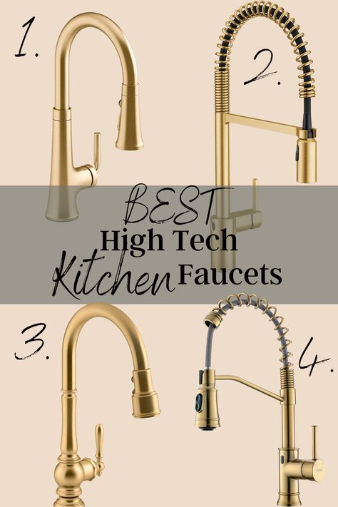 Brushed Brass Faucet Kitchen, Kitchen With Antique Brass Hardware, Gold Brass Hardware Kitchen, Touch Less Kitchen Faucet, Best Brass Kitchen Faucet, Transitional Faucets Kitchen, White Kitchen Brass Fixtures, Coastal Kitchen Faucet, Luxury Kitchen Faucets