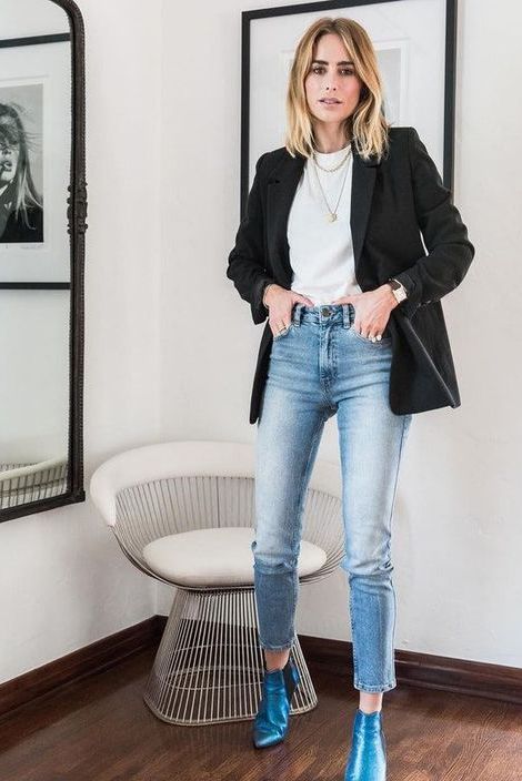 Casual Chique Stijl, Job Interview Outfit, How To Wear Blazers, Mode Shoes, Bohemian Mode, Perfect Denim, Power Dressing, Stil Inspiration, Mode Ootd
