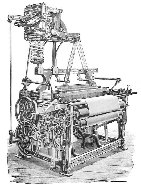 Edmund Cartwright's Calico Power Loom - This machine helped to shape the textile industry during the early days of the Industrial Revolution in Great Britain. Industrial Revolution Lessons, Mechanical Loom, Loom Machine, Weaving Machine, Dobby Fabric, Project Gutenberg, Classical Conversations, Textile Industry, Industrial Vintage